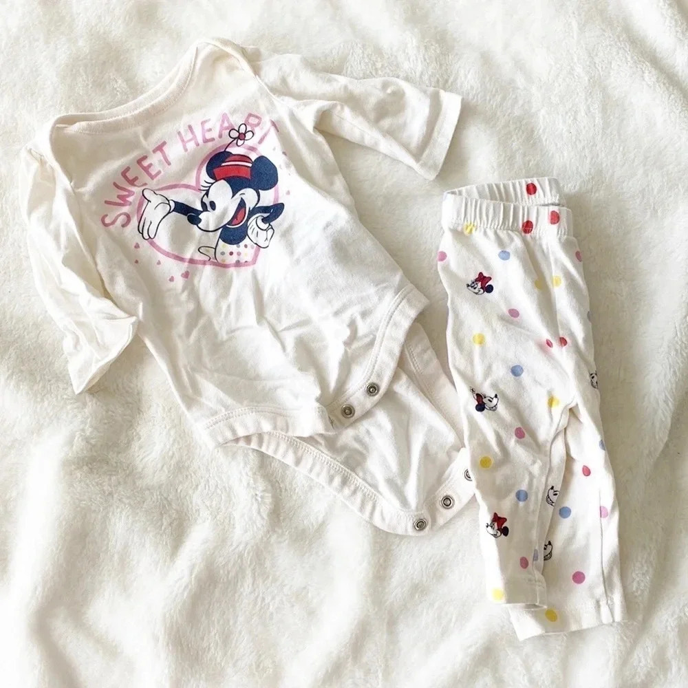 Baby gap white sweetheart Minnie Mouse Disney outfit set